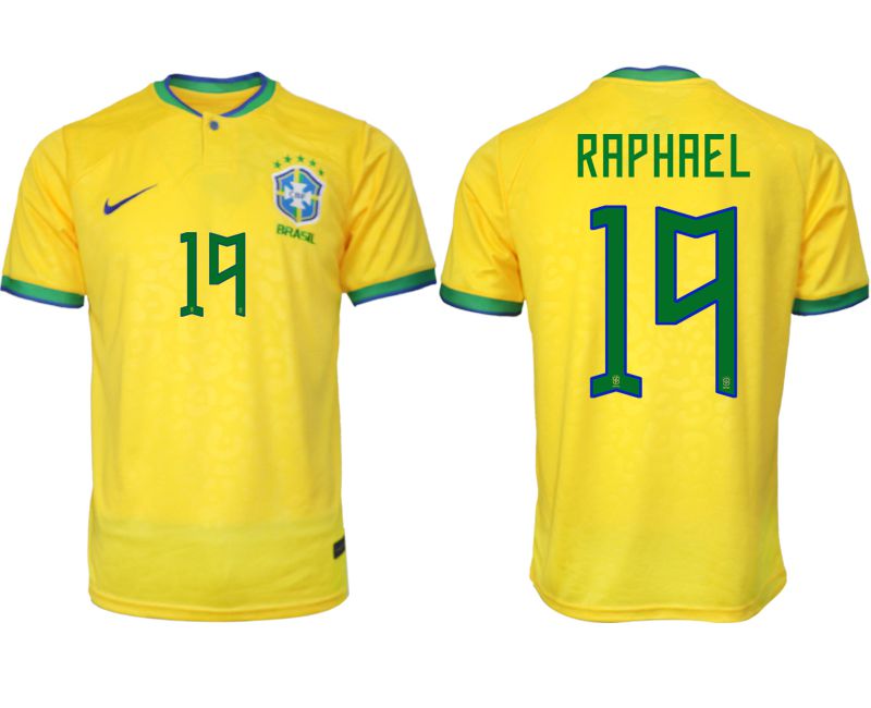 Men 2022 World Cup National Team Brazil home aaa version yellow #19 Soccer Jersey